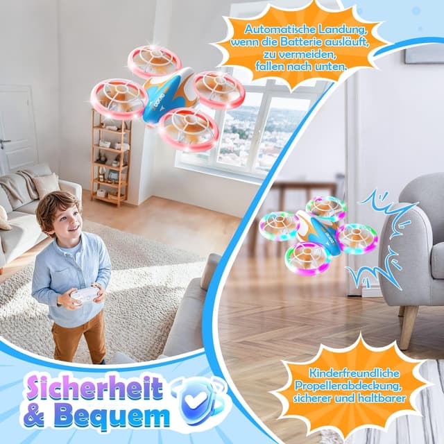 Detalle 2 de Zookao Mini Drohne für Kinder ab 6 Jahren mit LED-Lichtern und 360°-Flips