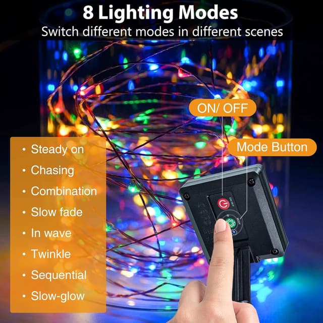 Detalle 2 de Peasur 3 Pacchi Luci Solari Esterno con 120 LED, IP65 (12+2 m) Multicolore