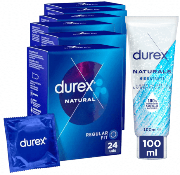Detalle de Durex Lubricante Natural 100 ml + 6 Preservativos Easy On