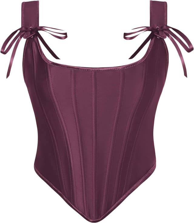 Detalle de Scarlet Darkness corset Renaissance pour femme en satin, à lacets style vintage