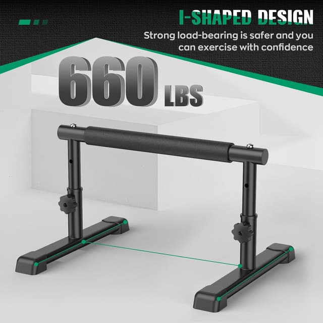 Detalle de IMAYCC Parallettes calisthénics 2 en 1 réglables (barres de dips/push-up) antidérapantes
