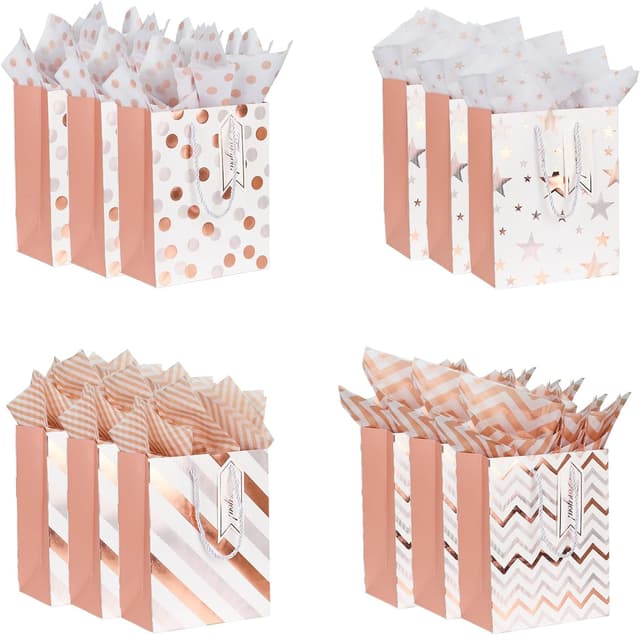 Imagen de Gift bag set 12 pack, 9 inch rose gold en OfertitasTOP
