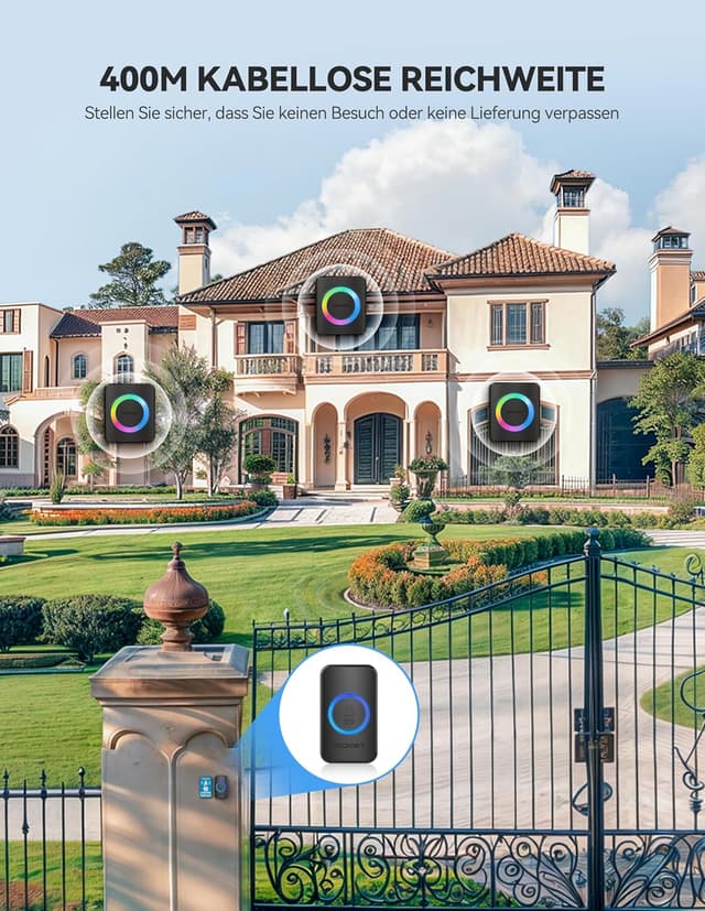 Detalle de TECKNET Funkklingel 400 m Reichweite Set