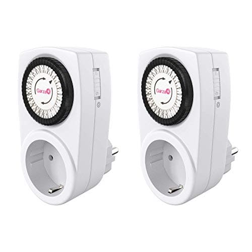 Detalle de Garza mini temporizador analógico para interiores (juego de 2) con programación diaria de 24 h
