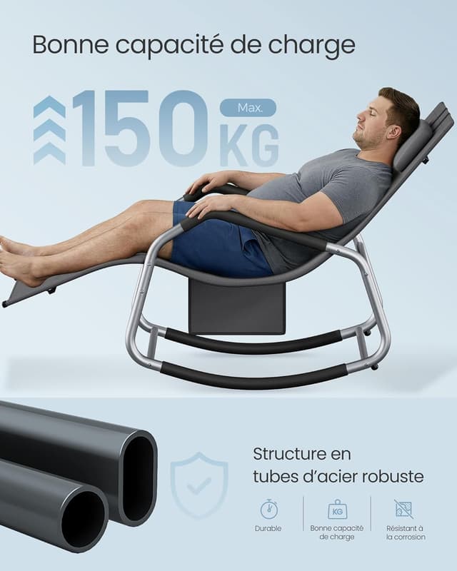 Thumbnail 5 de SONGMICS Fauteuil à Bascule Gris GCB230GZ02