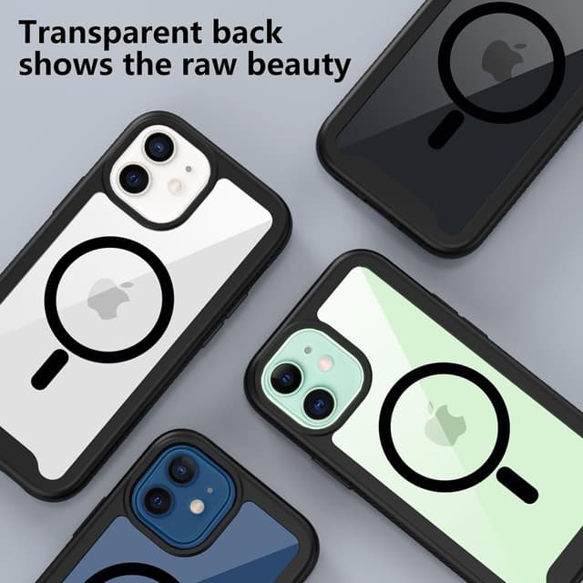 Detalle de XTCASE Coque magnétique MagSafe pour iPhone 12 / 12 Pro avec protection d’écran intégrée, 360 degrés – Noir