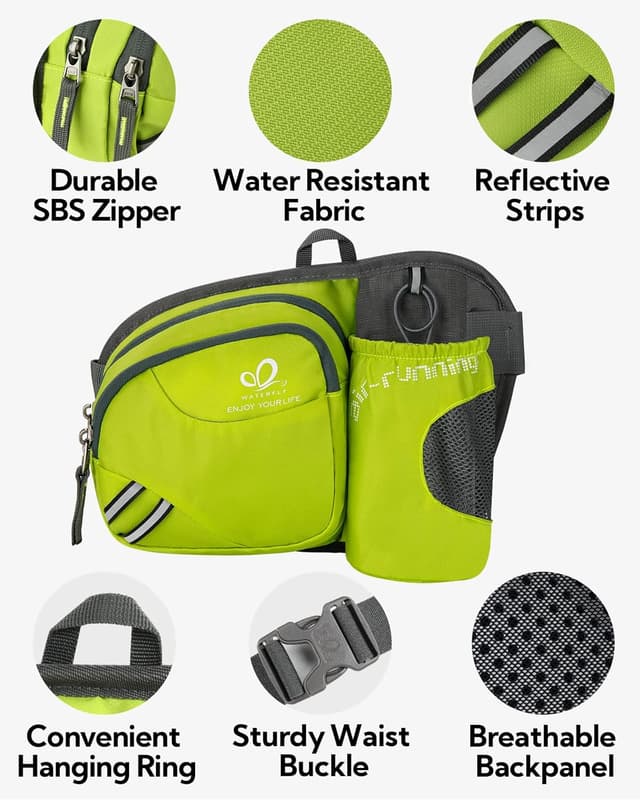 Thumbnail 4 de Waterfly Gürteltasche/Bauchtasche mit Flaschenhalter (hellgrün) – wasserdicht & atmungsaktiv für Sport und Outdoor