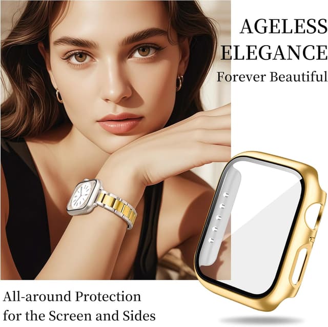 Detalle de G-ficu Slim Metal Straps with Case for 40mm–44mm Apple Watch (women’s stainless steel band with screen protector)