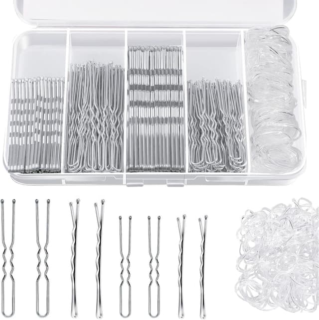 Detalle de Set Xynovate da 300 forcine per capelli, mollette e fermagli invisibili con cerchietti trasparenti