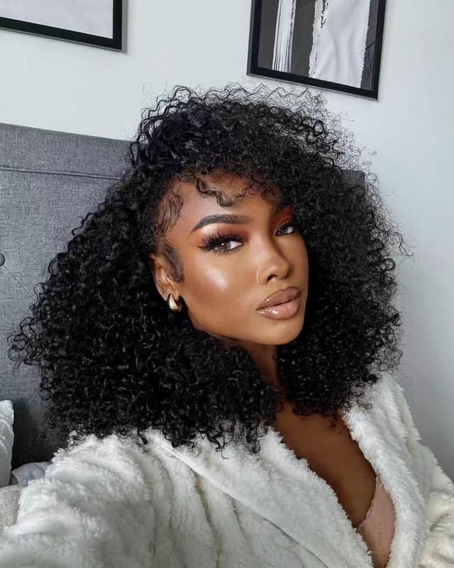 Detalle de virginess Kinky Curly Half Wig (Human Hair) 16 Inch — glueless “wear go” flip headband half wig with drawstring