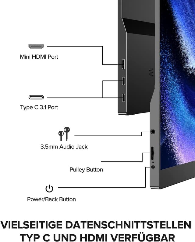 Thumbnail 6 de UPERFECT Portable Monitor Touchscreen 15,6" (IPS, Full HD, matt, HDR) mit Dual USB‑C und VESA