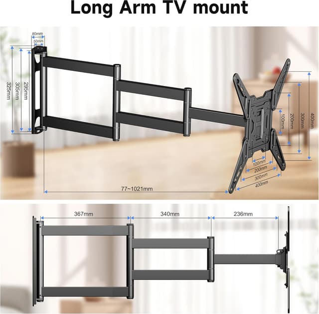 Detalle de XINLEI MAP3L TV Wall Bracket (Tilt Swivel) for 26–70 inch screens, up to 45kg, max VESA 400×400