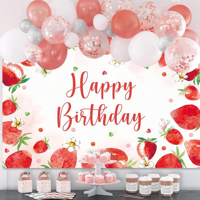 Thumbnail 4 de APROPHIC Erdbeer-Geburtstagsbanner 2,1×1,5 m 🎉
