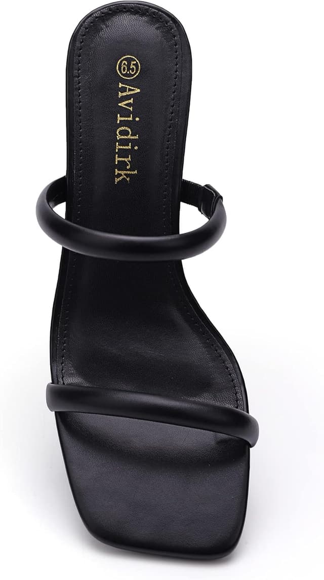 Detalle 2 de Avidirk Women’s Square Open Toe Heeled Sandals (Two-Strap Mule, Chunky Block Heel)