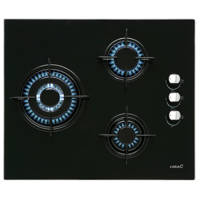 Detalle de Cata CI 6021 BK Placa de Gas, 3 Zonas, Negro