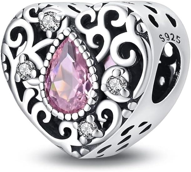Detalle de KUNSIR Charm Anhänger Damen aus 925 Sterling Silber mit Zirkonia – kompatibel mit europäischen Armband- und Ketten-Charms