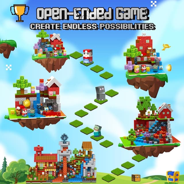 Detalle de iKidiki 200-piece Magnetic Blocks set with 6 expandable bases for ages 3–6