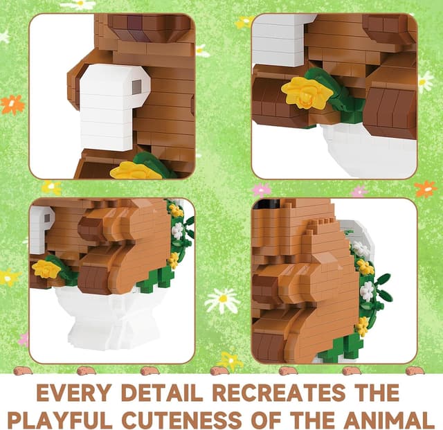 Detalle de MJDDJA Capy-bara Mini Building Blocks (Micro Blocks) — Capy-bara riding a pig, humorous kid/party gift set (M3147)