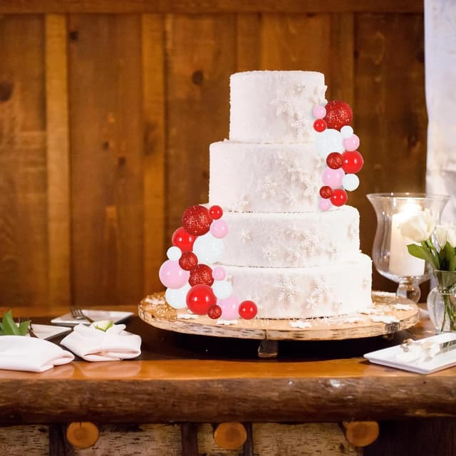 Detalle de RIBBOOO 40-piece ball cake topper set with foam balls and wire stems (red, pink & white)