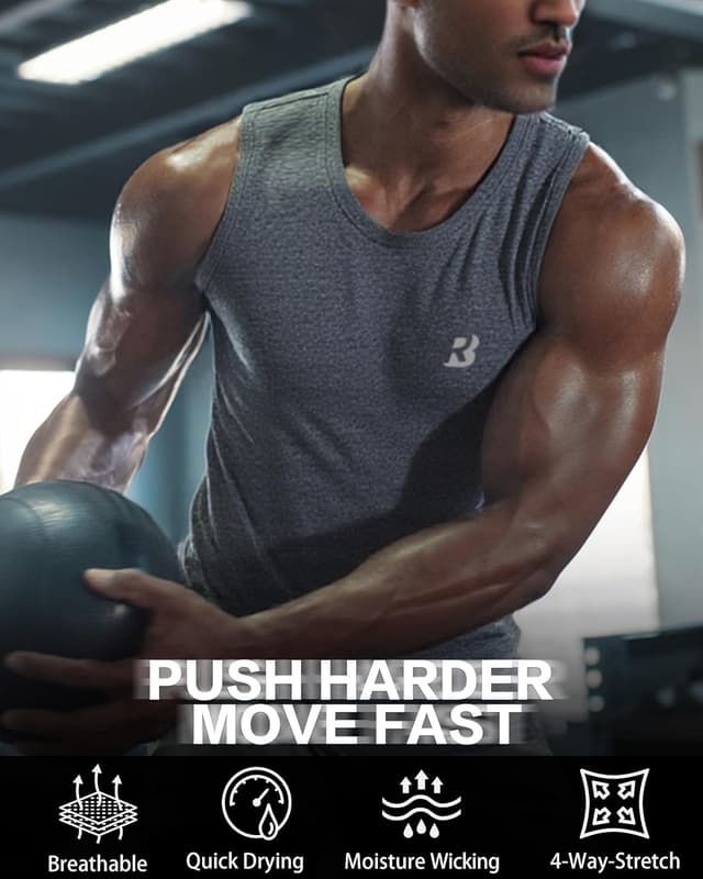 Detalle de Roadbox Men’s Compression Vest Sleeveless Gym Top – Quick Dry Muscle Fit Running Vest for Training