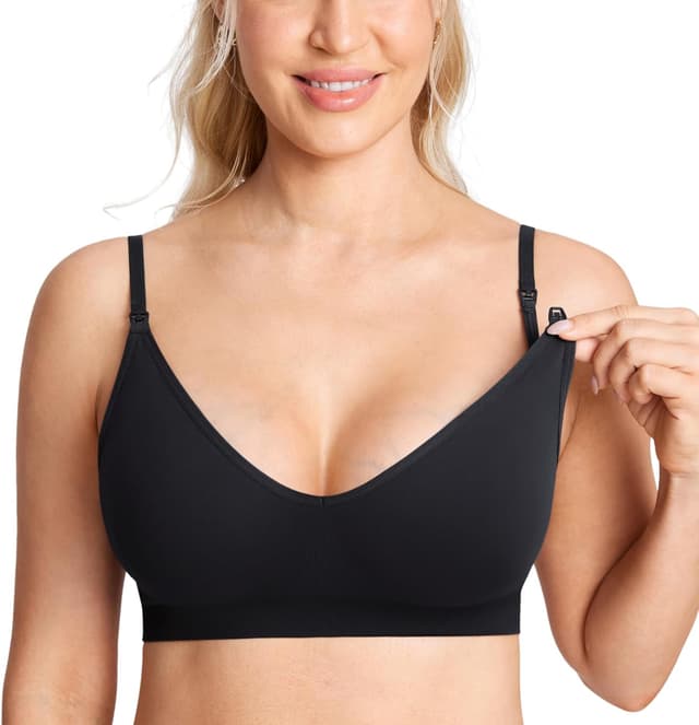 Detalle de MOMANDA Seamless Nursing Bra Bralette (wireless, non-padded) for breastfeeding