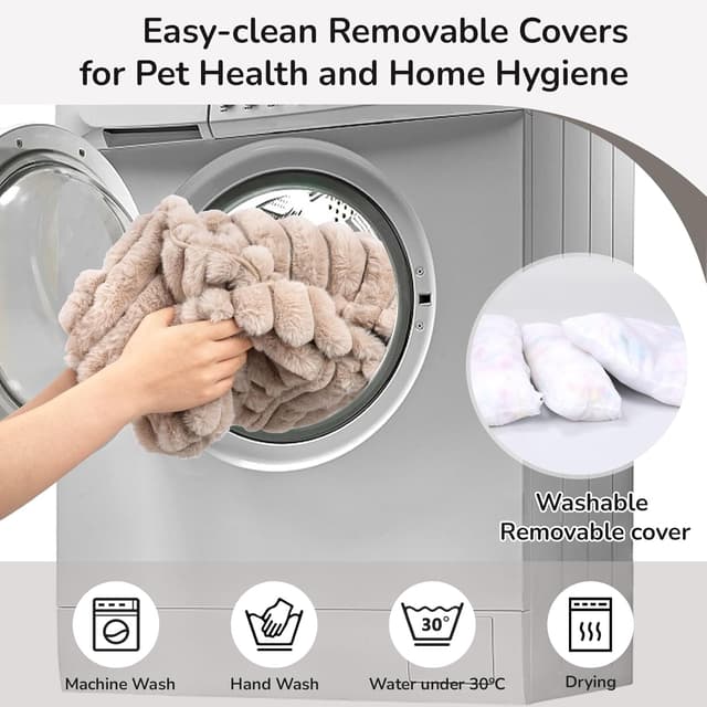 Detalle de Arquiel quadratisches Katzenbett 70 x 70 cm mit rutschfester Unterseite (braun)