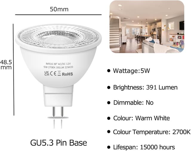 Detalle de Nottac MR16 LED bulbs 5W GU5.3