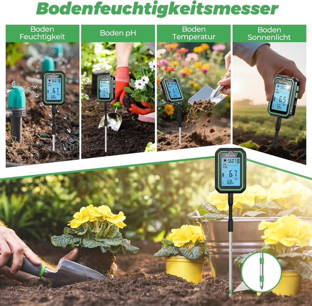 Detalle de Rhein-B Feuchtigkeitsmessgerät 4-in-1 mit pH