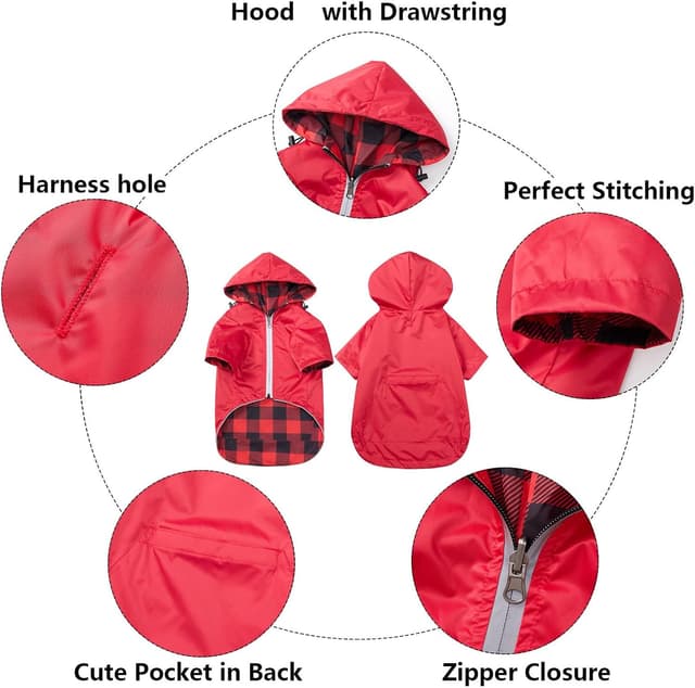 Thumbnail 4 de Red Waterproof Dog Coat with Legs L