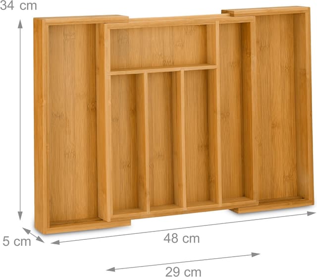 Thumbnail 1 de Relaxdays Besteckkasten Bambus 33,5x29-48x5 cm 🍴