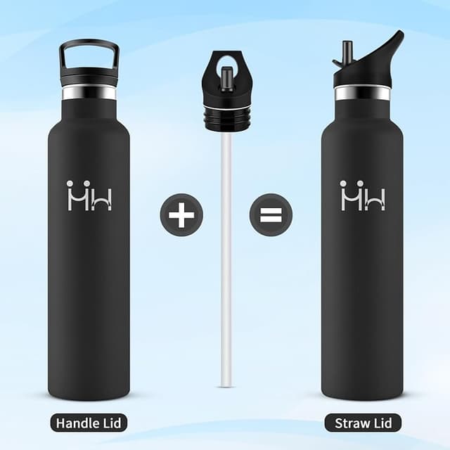 Detalle 2 de Botella de Agua Acero Inoxidable 1L con pajita y doble aislamiento