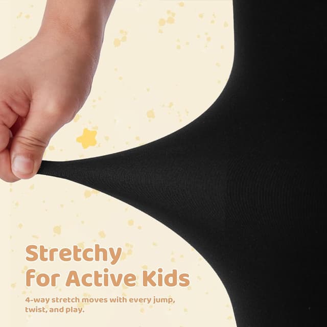 Detalle de MANZI Girls’ Black Footed School Dance Tights (80D) – Pack of 3