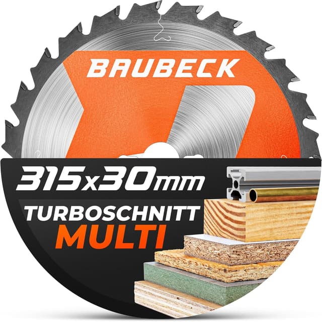 Detalle de BAUBECK Sägeblatt 315x30 3 mm Z30 (Zuschnitt in Holz mit Nägel) für Tischkreissägen