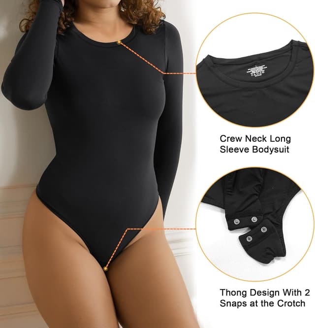 Detalle de SHAPERX bodysuit leotard top with high stretch