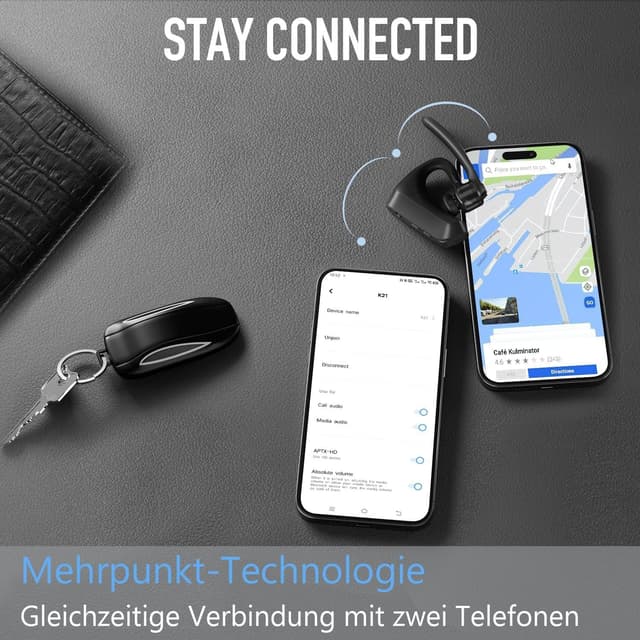 Detalle de Conambo Bluetooth Headset K10C (Bluetooth 5.2) mit CVC 8.0, ENC & Mikrofon