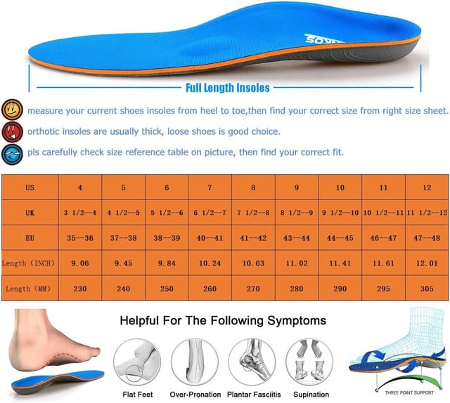 Detalle de Niedrige Fußgewölbe Komfort-Einlegesohle (EU 40–41, 26 cm) – elastischer Sport-Schaumstoff mit Dämpfung & Anti-Ermüdung
