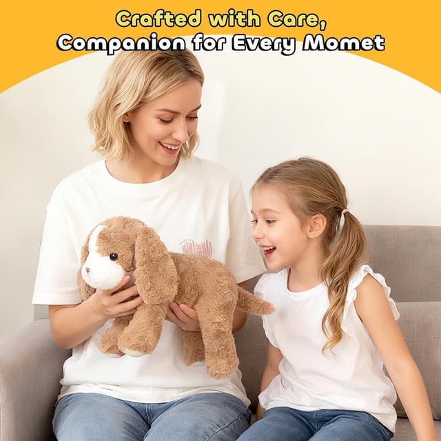 Detalle 2 de BEJOY Plüschhund „Happy“ mit Schal – 35 cm Kuscheltier als Geschenk