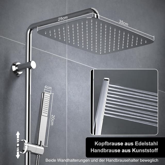 Detalle de Görbach Duschsystem für Regendusche 35x25 cm