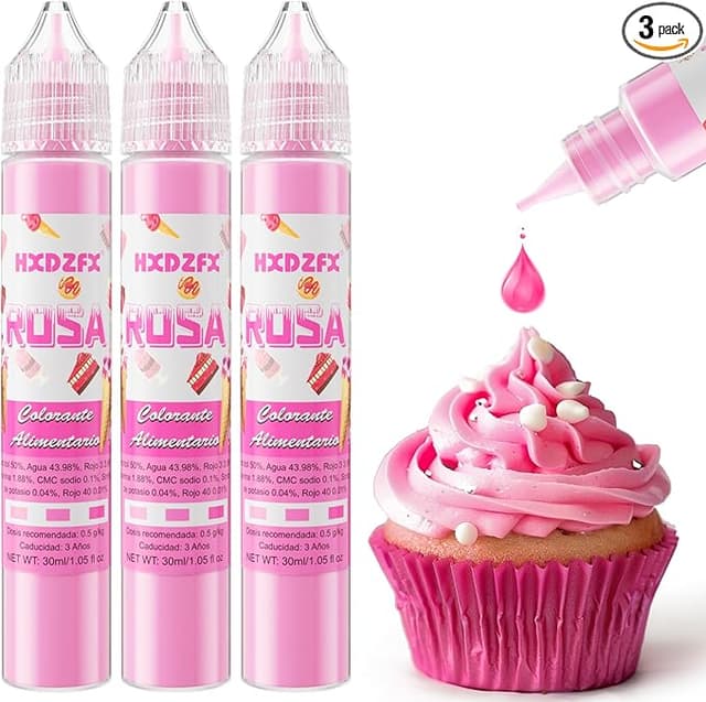 Imagen de Colorante Alimentario Rosa 30ml x 3 - Alta Concentración, Repostería 🎨 en OfertitasTOP
