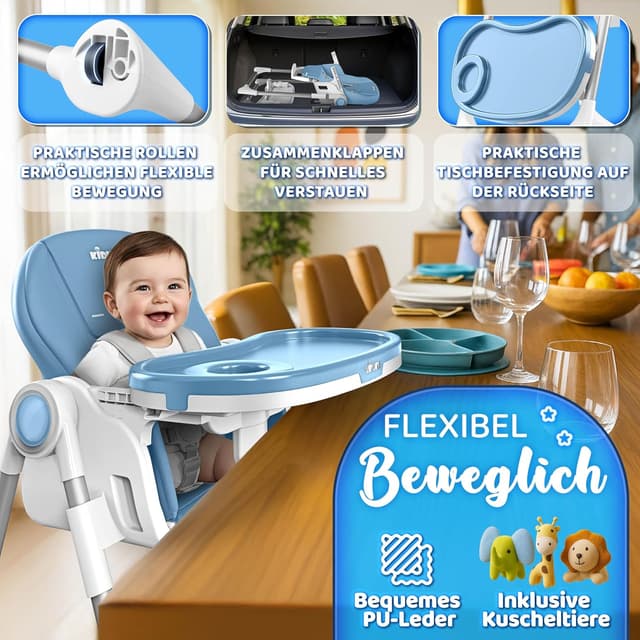 Thumbnail 6 de KIDUKU Hochstuhl Baby 3in1 klappbar mit Liegefunktion, Neugeborenenaufsatz und Spielbogen (0–36 Monate)