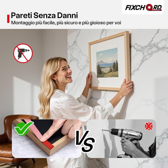 Detalle de FIXCHORD Nastro biadesivo extra forte in schiuma acrilica 5 m x 12 mm, impermeabile per interni ed esterni