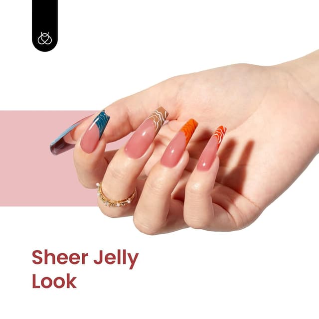 Detalle de Beetles Jelly Gel Nagellack-Set mit 6 Nuancen (neutral, durchscheinend, Nude-Rosa) – UV/Soak-off für DIY-Maniküre