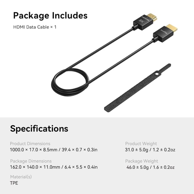 Thumbnail 6 de SMALLRIG 8K Câble HDMI 2.1 100 cm A vers A