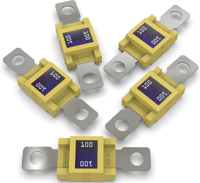 Detalle de AUPROTEC Fusible MEGA à haute intensité avec verrouillage par vis M8, 100A (jaune) – 5 pièces