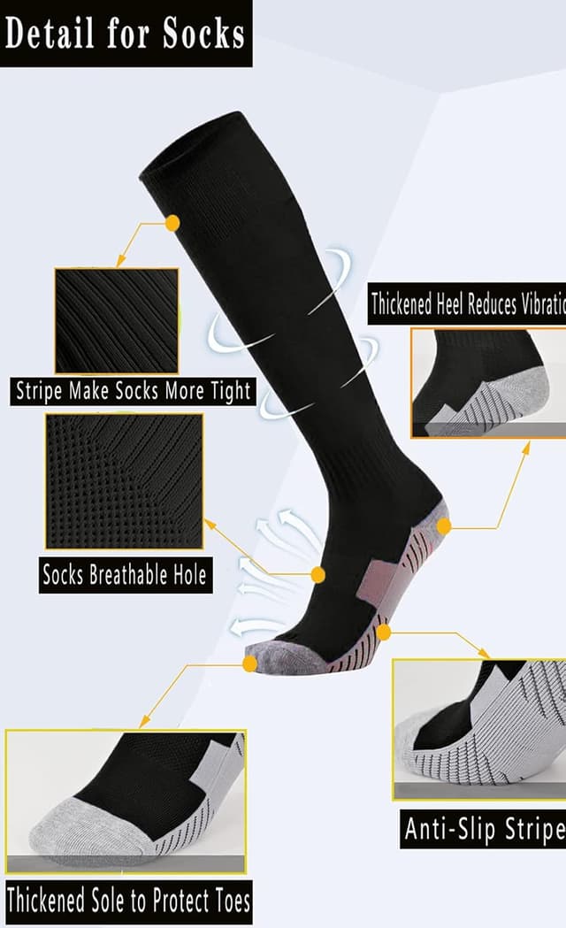 Detalle de Baseball Socks 3-Pairs (Kids/Youth/Adult) Cushioned Athletic Socks for Soccer, Softball & More