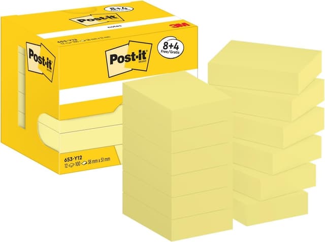 Detalle de Post-it Foglietti Canary Yellow: pacchetto promozionale con 8 blocchetti + 4 gratis, giallo canarino (38 × 51 mm)