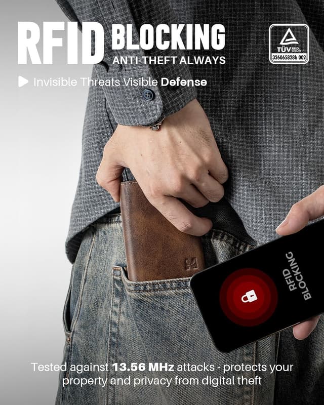 Detalle 1 de MYSHION Pop Up Wallet trifold RFID 11 cards