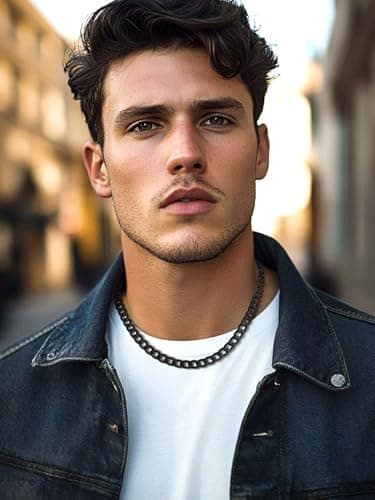 Detalle 2 de Suplight cadena cubana de acero inoxidable 316L para hombre (negro) 6 mm y 66 cm