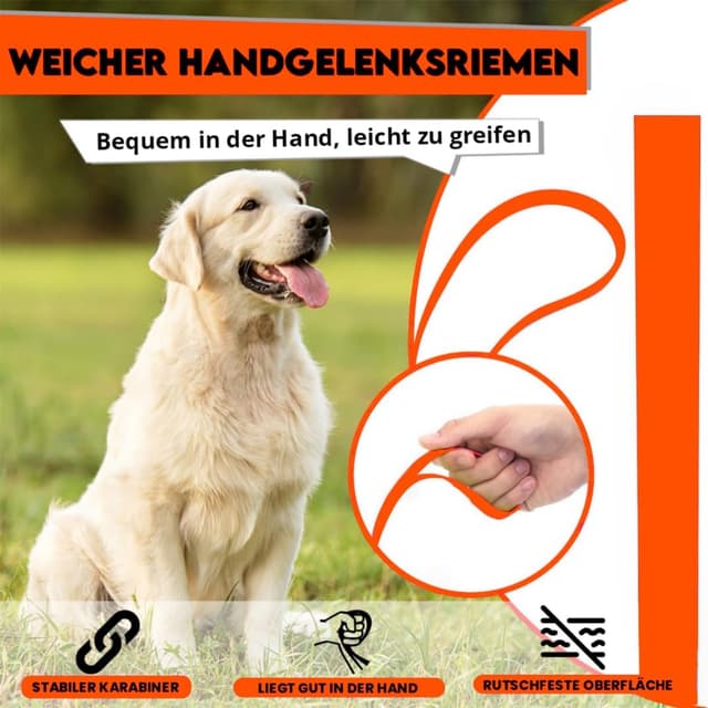 Detalle 2 de Loutep Biothane Schleppleine für Hunde – Lange Lauf-/Trainingsleine in 3, 5, 10, 15 oder 20 m