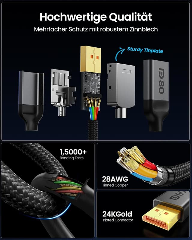 Thumbnail 5 de Silkland 2M DisplayPort 2.1 Kabel 80Gbps